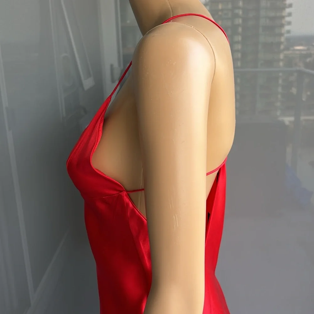 Zara 100% Silk  Red Maxi Dress - Picture 5 of 12